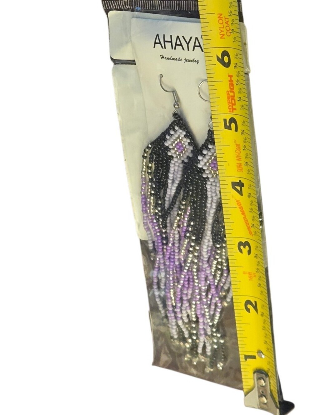 Bohemian Style Beaded Tassel Earrings Handcrafted Glass Seed Bead Dangles Pink - Picture 8 of 8